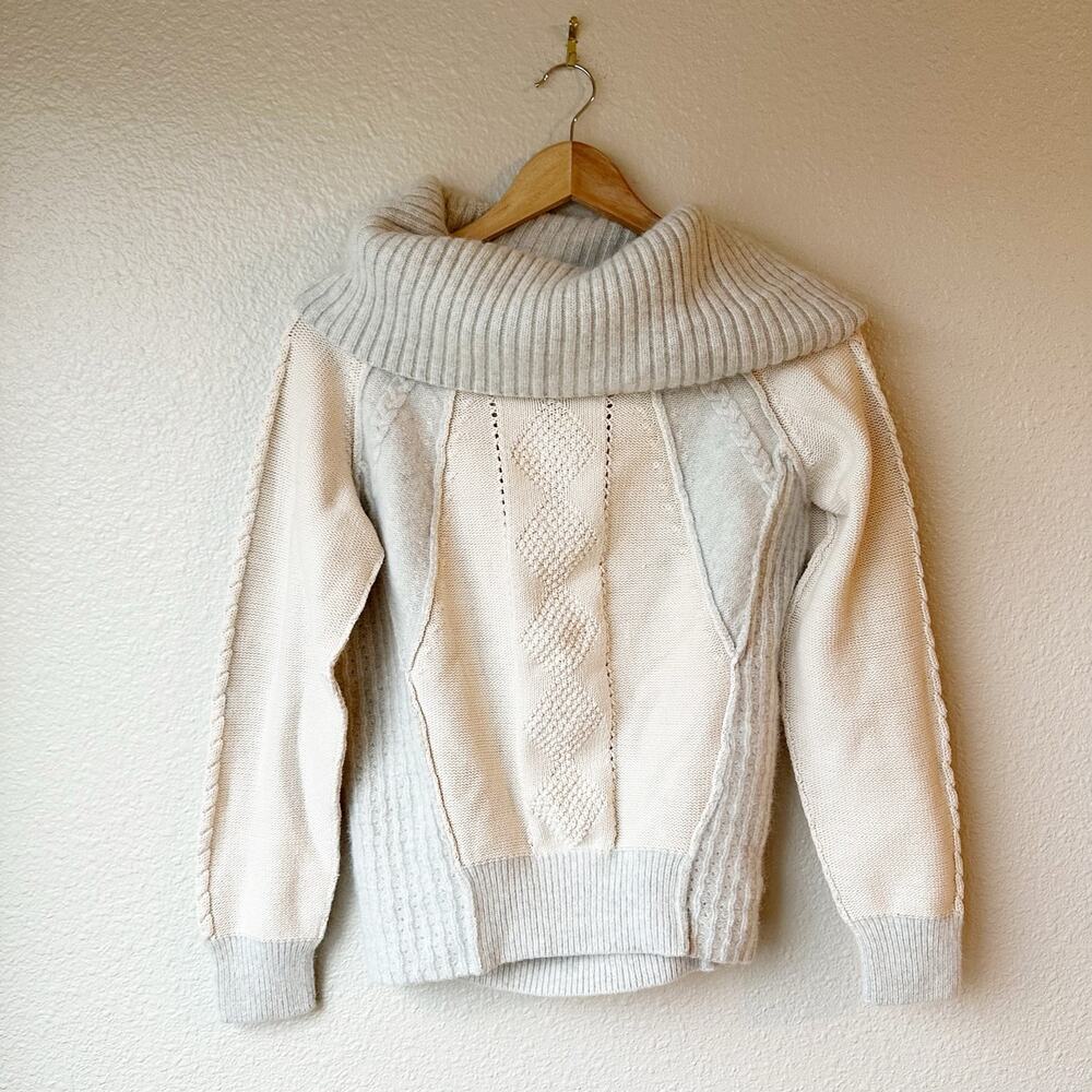 Sundance Cowl Neck Sweater Womens Medium M Cream Mixed Knit Lambswool Angora